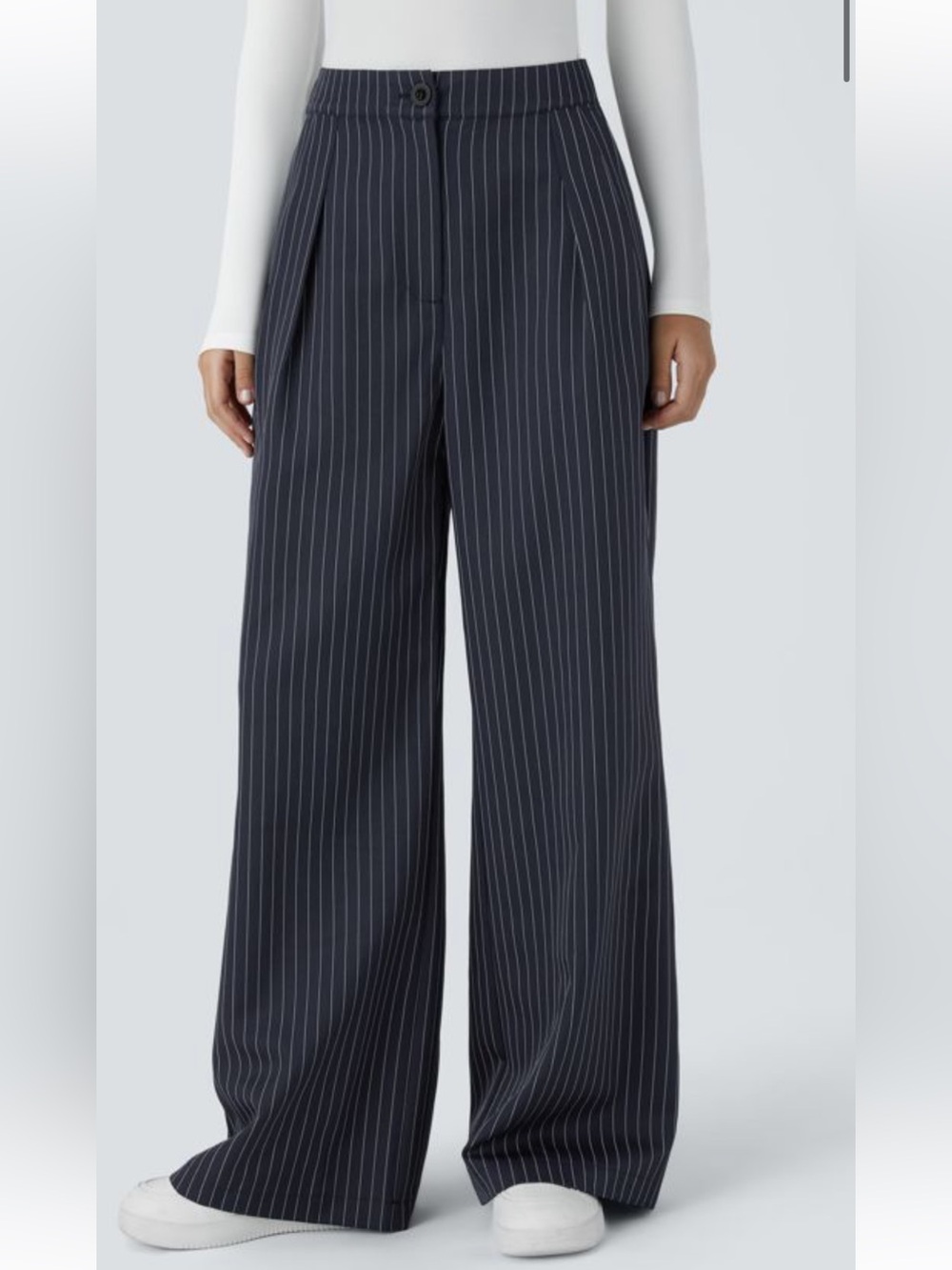Halara High Waisted Zipper Pocket Wide Leg
Striped Work Pants